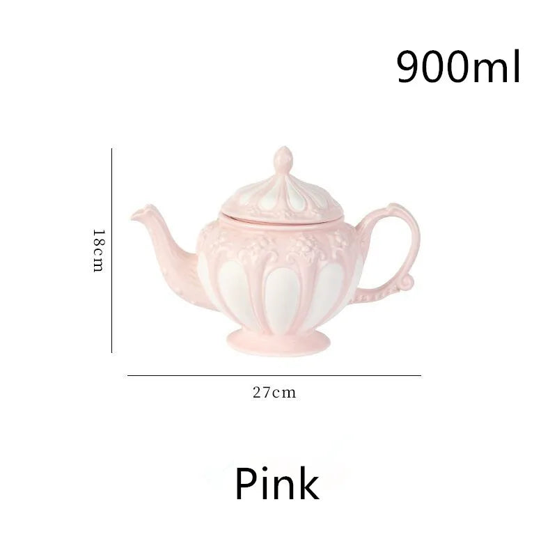 Afralia™ Elegant Porcelain Tea Set: Teapot, Cups, Saucers, High-Grade Coffee Pot, Perfect for Parties