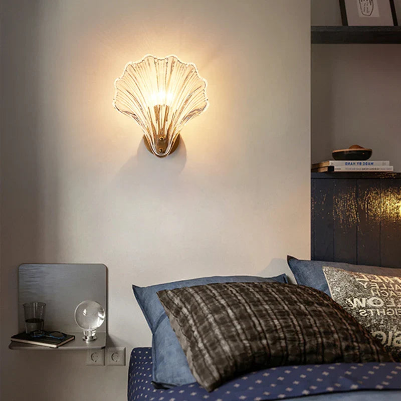 Afralia™ Nordic Shell LED Glass Wall Lamp for Bedroom, Living Room, Aisle - Elegant Lighting