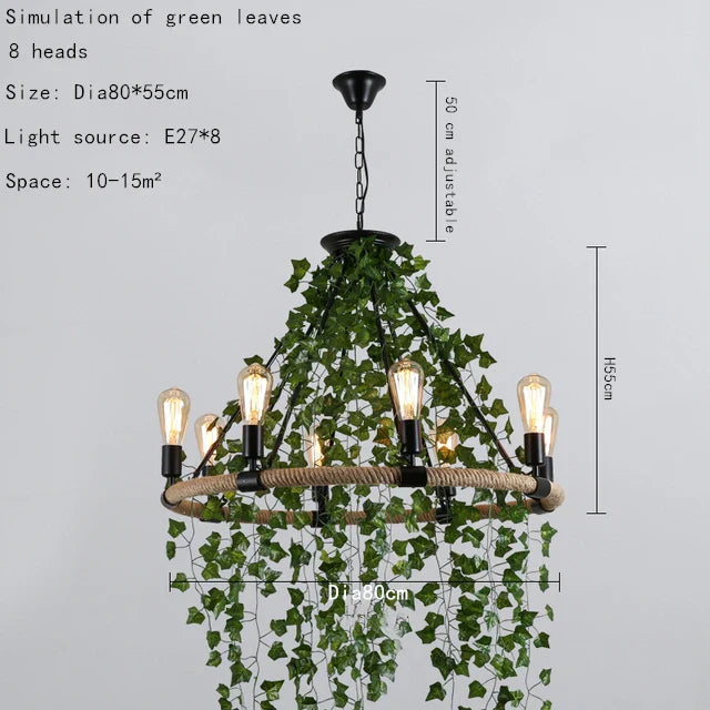 Afralia™ Multi Head Green Leaf Chandelier for Bar, Tea Shop, Corridor Lighting - Decorative Lamp