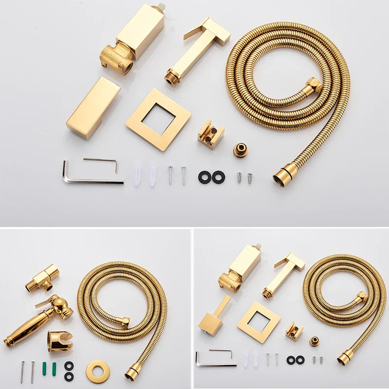 Afralia™ Rose Gold Bidet Faucet: High Pressure Toilet Washer, Wall Mounted Sprayer