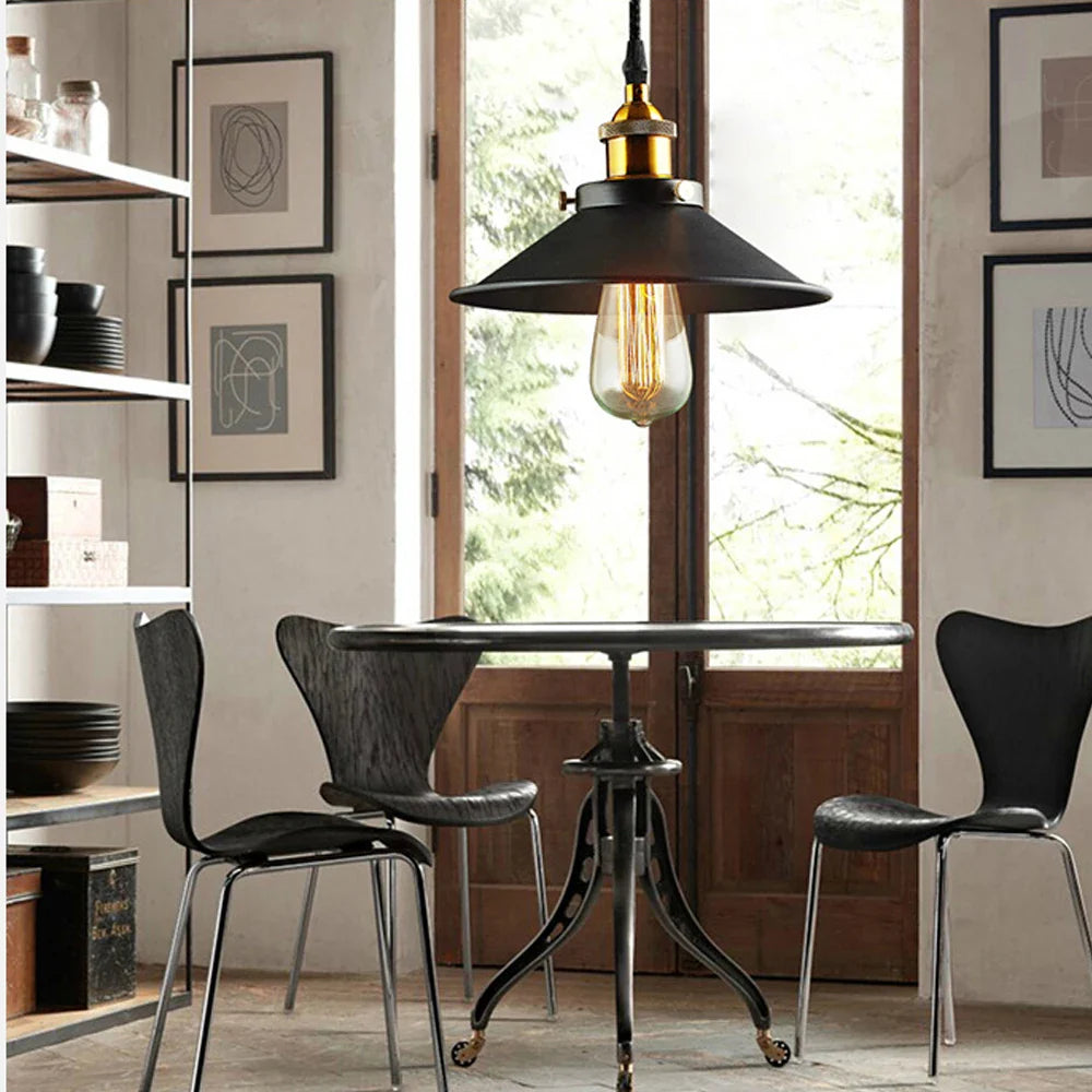 Afralia™ Retro Iron Pendant Light: Vintage Industrial Hanging Lamp for Home Decor
