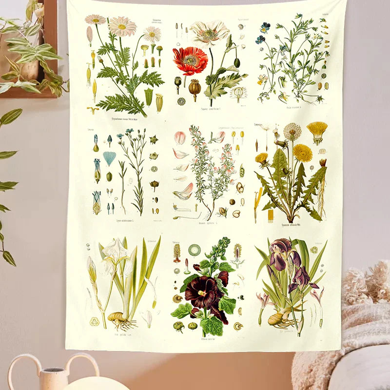 Afralia™ Wildflower Garden Tapestry Wall Hanging: Vintage Floral Art Tapestries for Colorful Home Decor