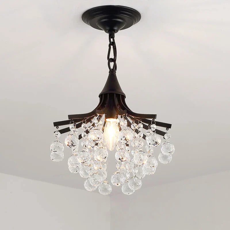 Afralia™ Gold/Black Crystal Pendant Chandelier for Wedding Decor and Luxury Home Lighting