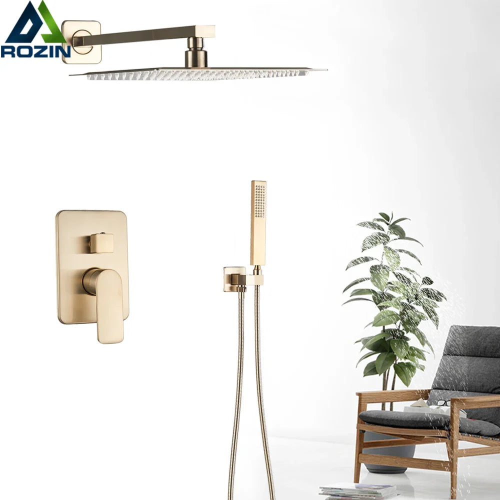 Afralia™ 8" Rainfall Shower Faucet Set with Handshower, Single Handle Mixer Tap