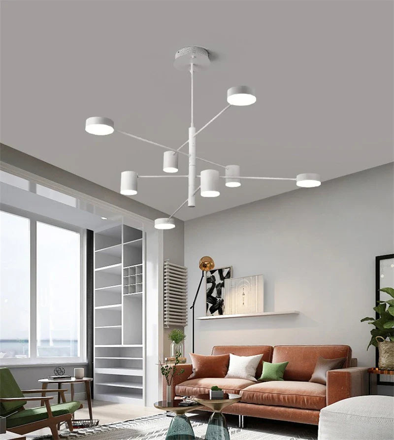 Afralia™ Modern Black Gold White LED Chandelier for Home Decor