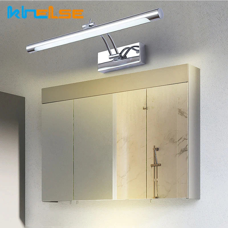 Afralia™ LED Stainless Steel Bathroom Wall Lamp Switch Waterproof Cosmetic Mirror Sconce