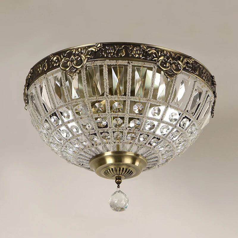 Afralia™ Vintage Crystal Ceiling Lamp for Living Room, Bedroom, Hotel - Bronze Metal EU 220V