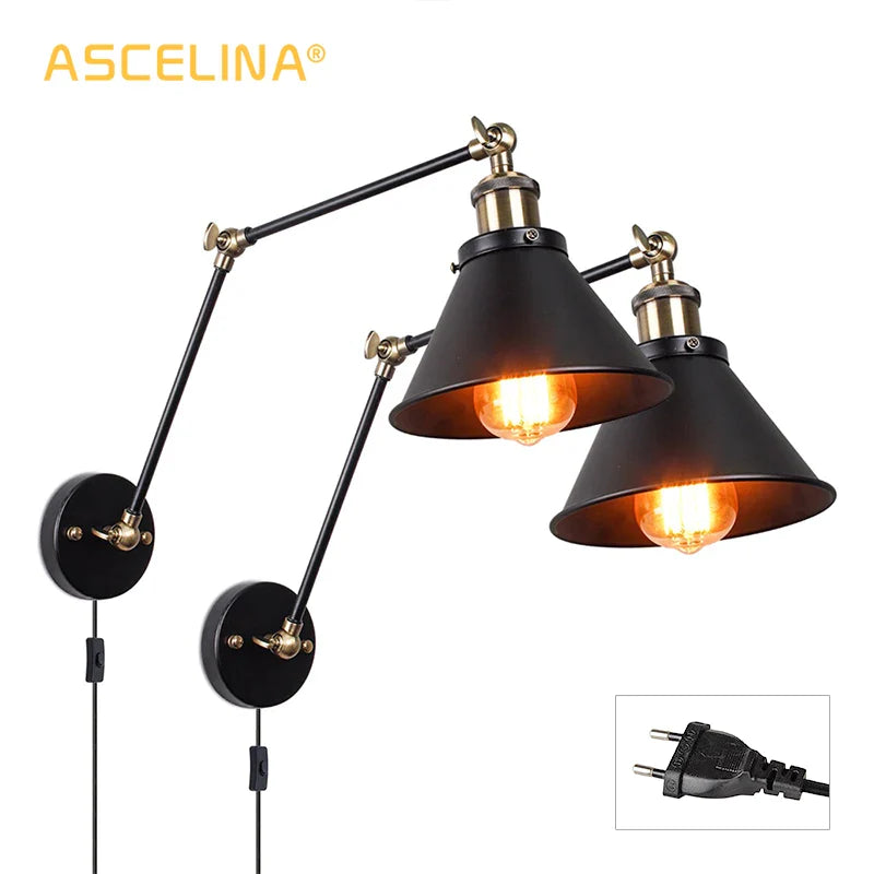 Afralia™ Vintage Industrial Wall Lamp, Adjustable LED Sconces, American Retro Lighting