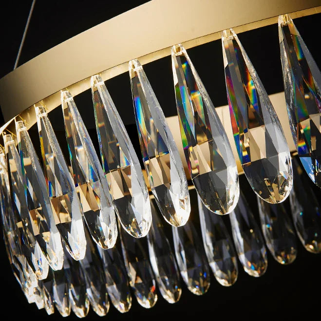 Afralia™ Golden Crystal Stainless Steel Chandelier for Dining Room