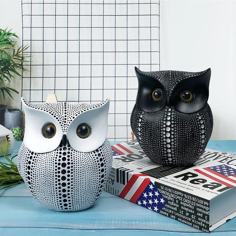 Afralia™ Owl Resin Figurine Ornament for Home Office Decor