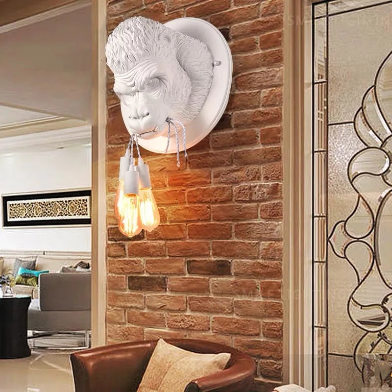 Afralia™ Gorilla Resin Wall Lamp: Modern Retro LED Sconce for Bedroom Decor