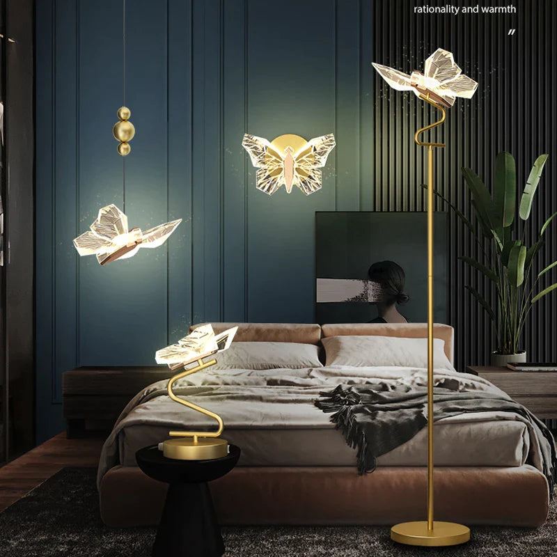 Afralia™ Butterfly Chandelier: Elegant Bedroom & Living Room Wall Lamp & Floor Decor