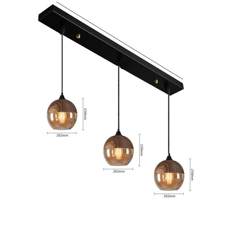 Afralia™ Nordic Wood Color LED Glass Pendant Lights for Dinning Room, Bedroom, Cafe - Modern Hanging Lamp