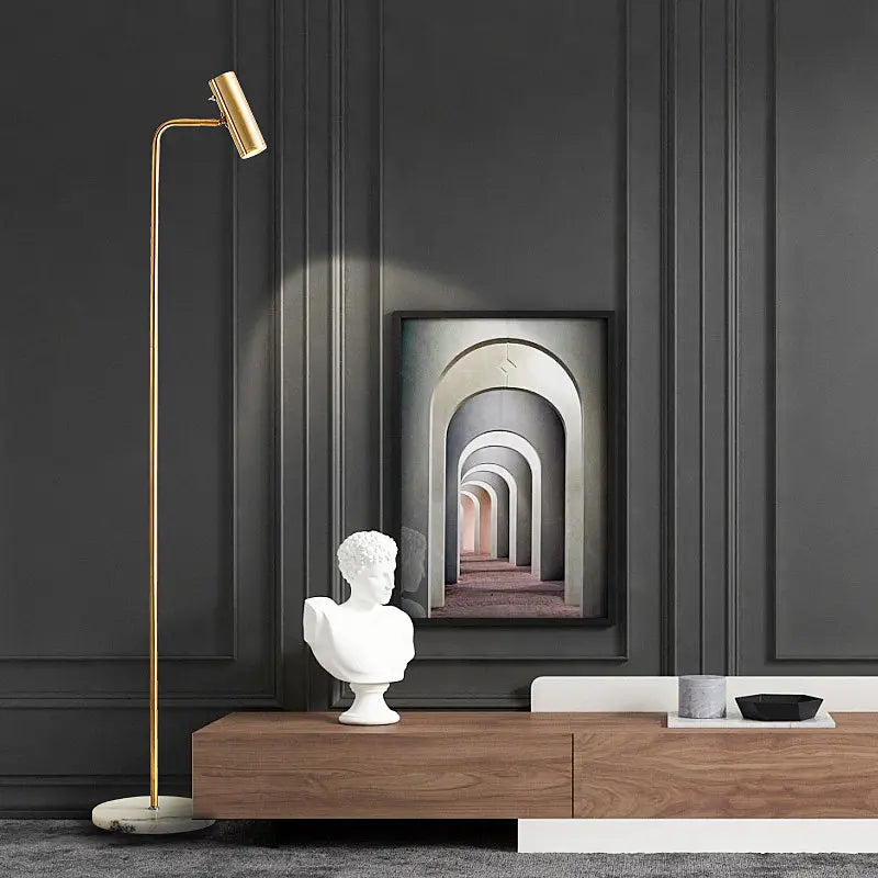 Afralia™ Metal Marble Base Floor Lamp - Minimalist Modern Standing Light