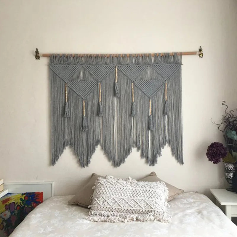 Woven Macrame Wall Hanging Tapestry Handmade Cotton Boho Rom Decor for Afralia™