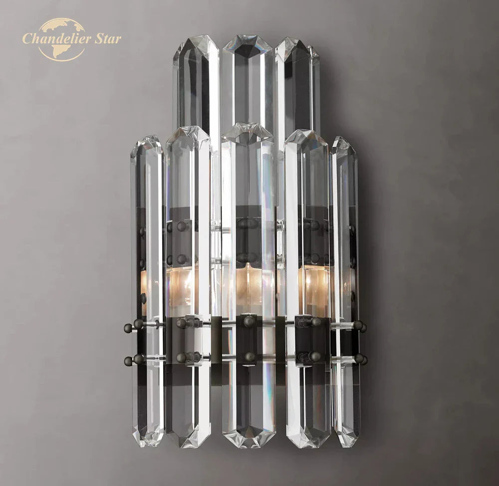 Afralia™ Crystal LED Wall Sconce Two Tiers Indoor Lighting for Bathroom Bedroom