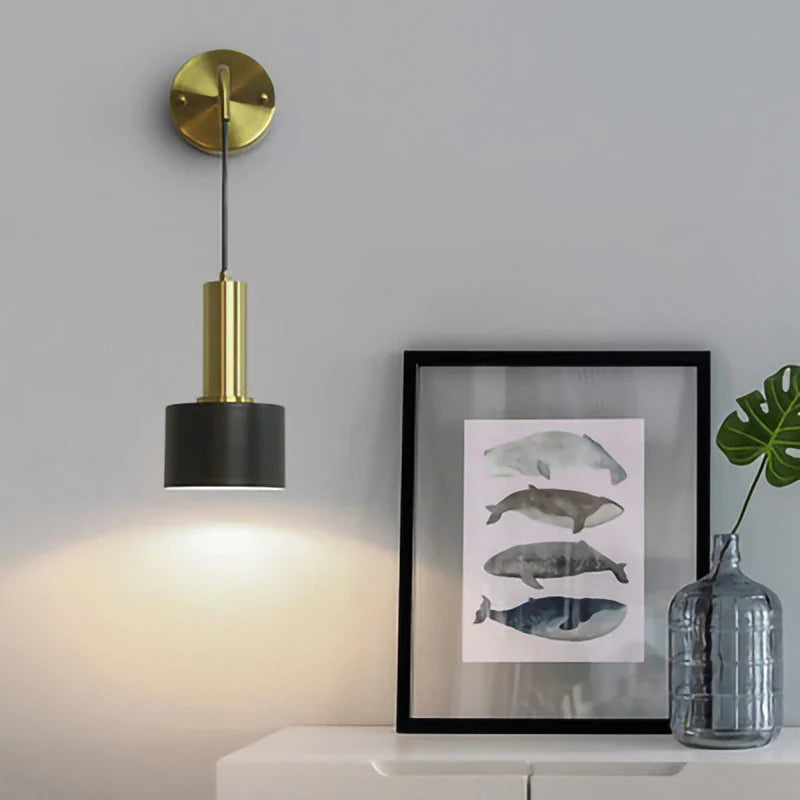 Afralia™ Nordic Modern LED Wall Lamp Gold Black E27 Sconces Light Bedroom Living Room