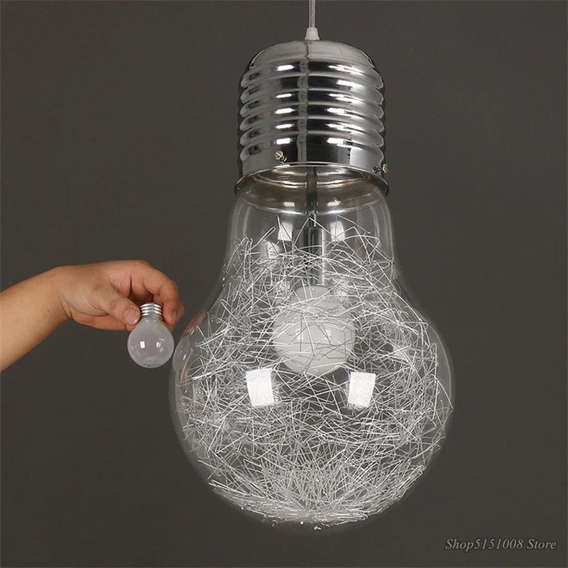 Afralia™ Big Bulb LED Pendant Lights Glass Hanglamp Fixture for Home Décor