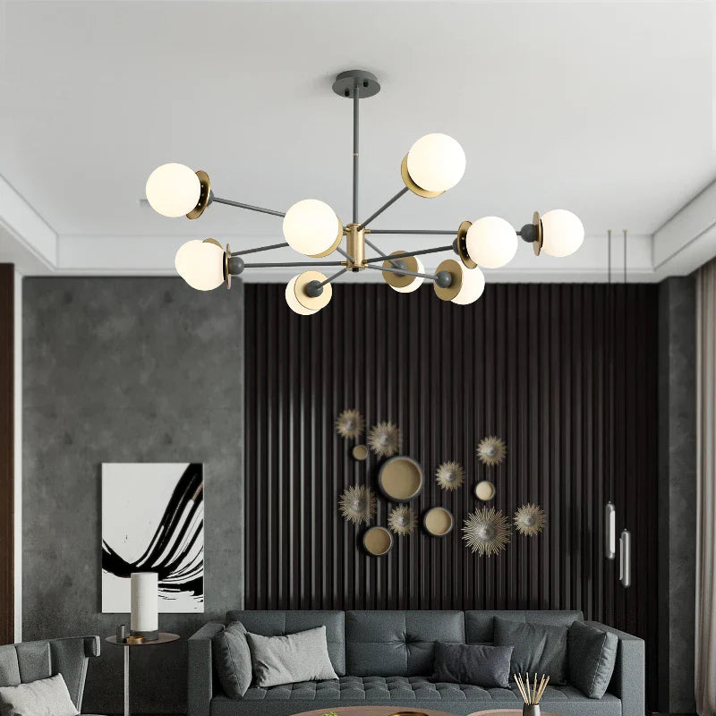 Afralia™ Modern Glass Ball LED Chandelier for Living Room, Dining Room, Study & Ceiling Lighting