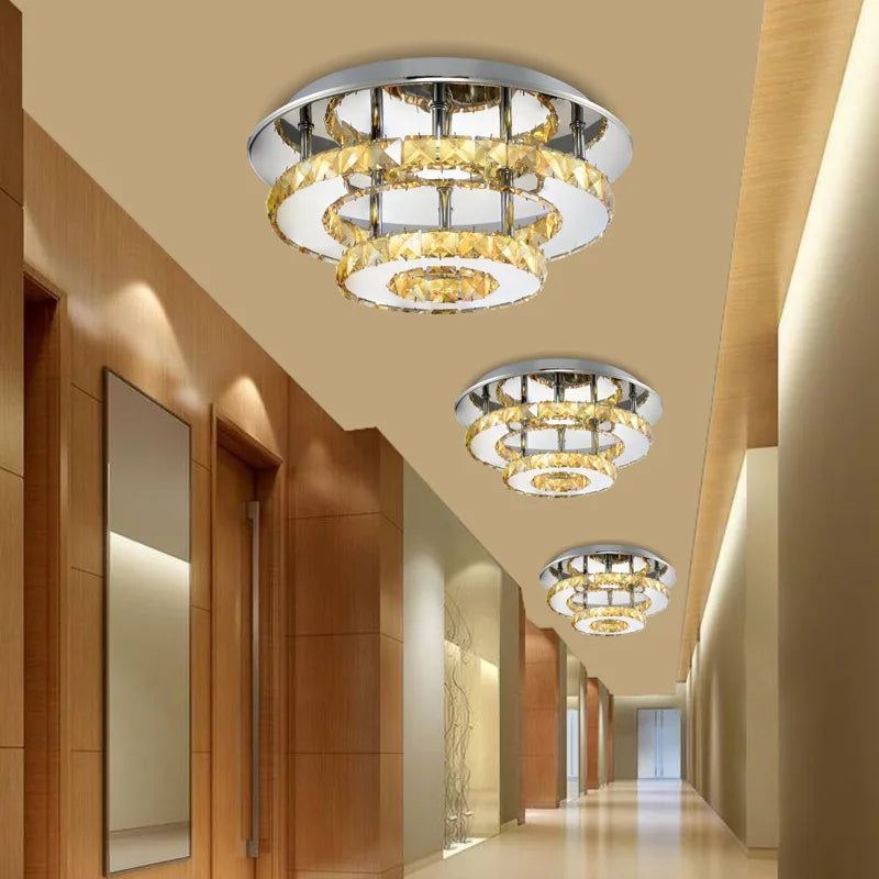 Afralia™ Stainless Steel LED Crystal Chandeliers: Elegant Lighting Fixture for Home Decor