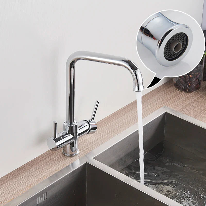 Afralia™ Dual Spout Filter Faucet with 360 Degree Rotation for Purified Kitchen Water