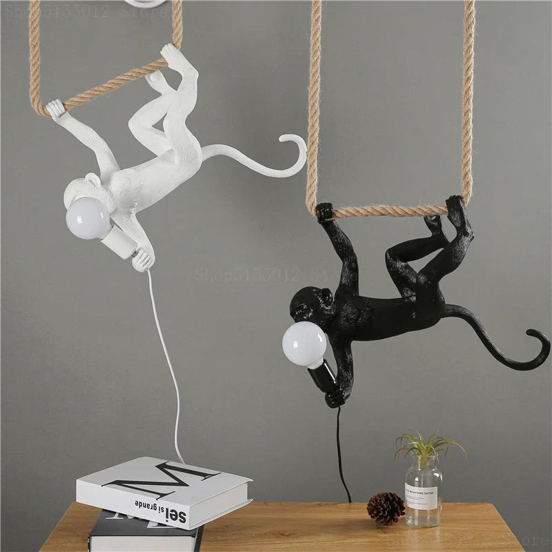 Afralia™ Monkey Resin Pendant Light for Artistic Living Room Decor