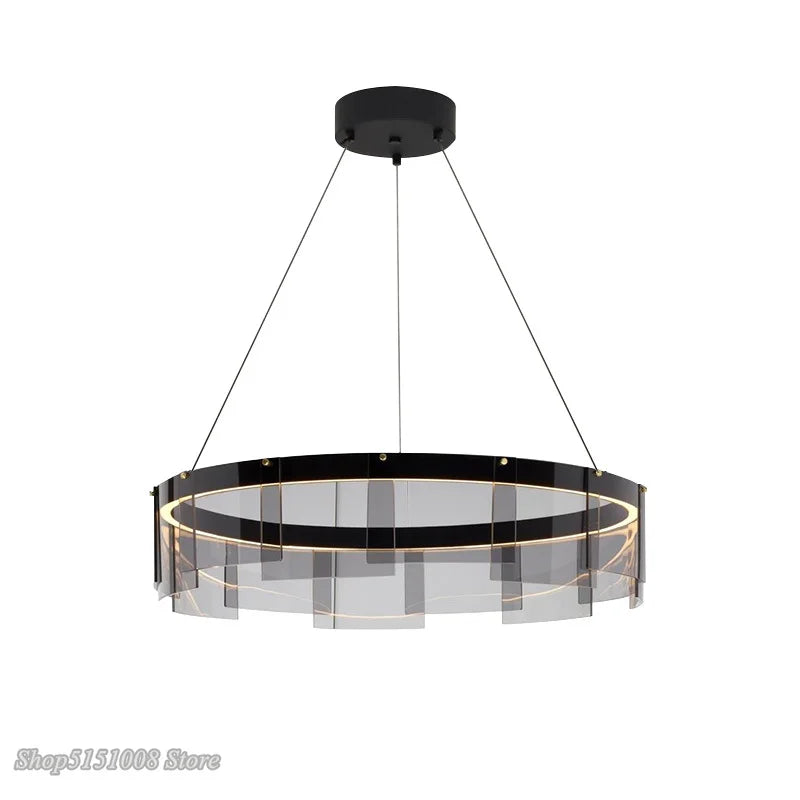 Afralia™ LED Glass Ring Pendant Lights: Modern Iron Art Hanging Lamps for Home Décor