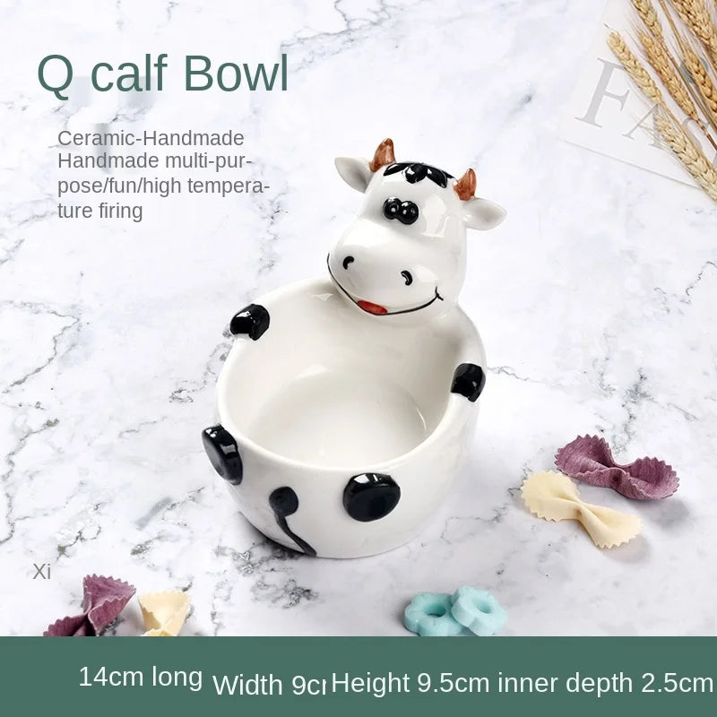 Afralia™ Duck Ceramic Dessert Bowl Snack Sushi Storage Breakfast Bowl