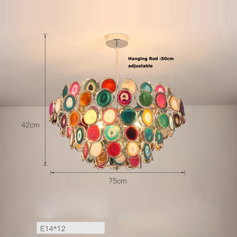 Afralia™ LED Agate Chandelier - Modern Colorized Designer Lighting for Foyer & Dining Room