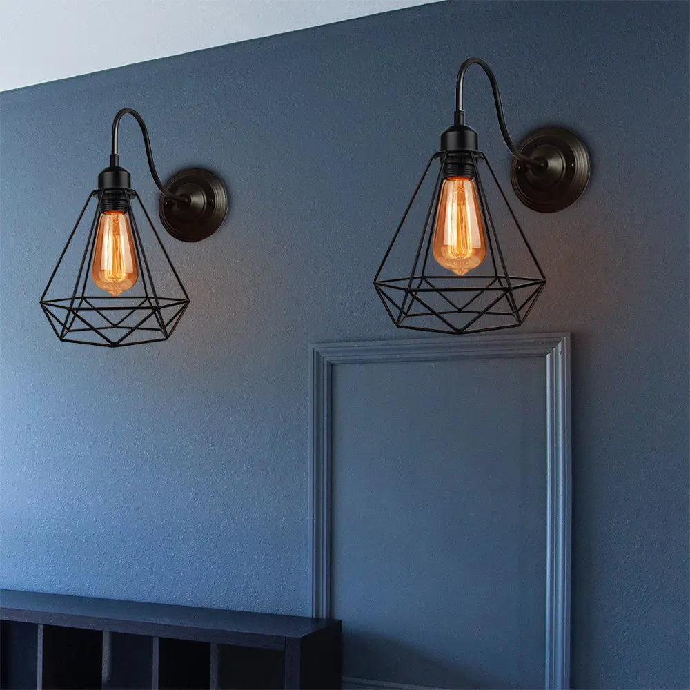 Afralia™ Iron Cage Guard Wall Sconce Vintage LED Light for Indoor Lighting