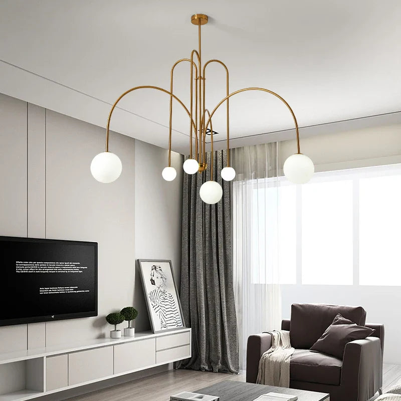 Afralia™ Retro Glass Ball Chandelier: Stylish Italian Design Home Interior Light