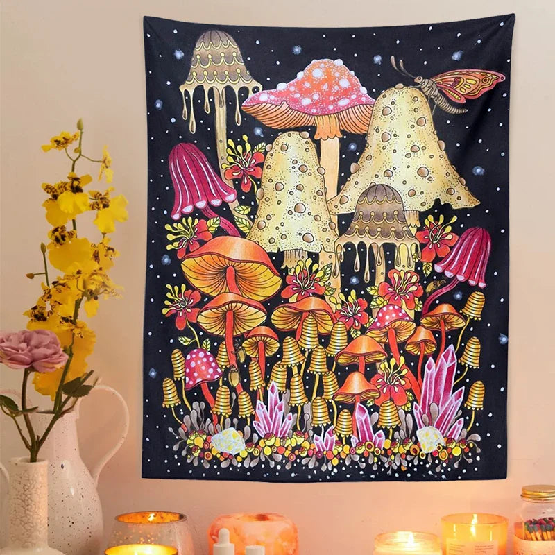 Afralia™ Psychedelic Mushroom Botanical Boho Wall Hanging Tapestries