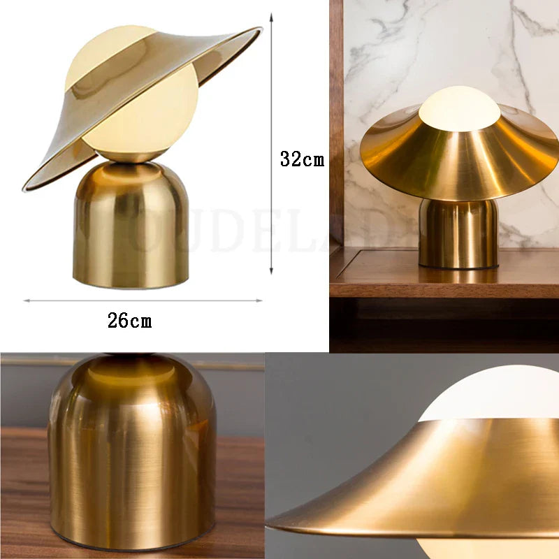 Afralia™ Nordic Glass Ball LED Table Lamp Gold Metal Light for Living Room