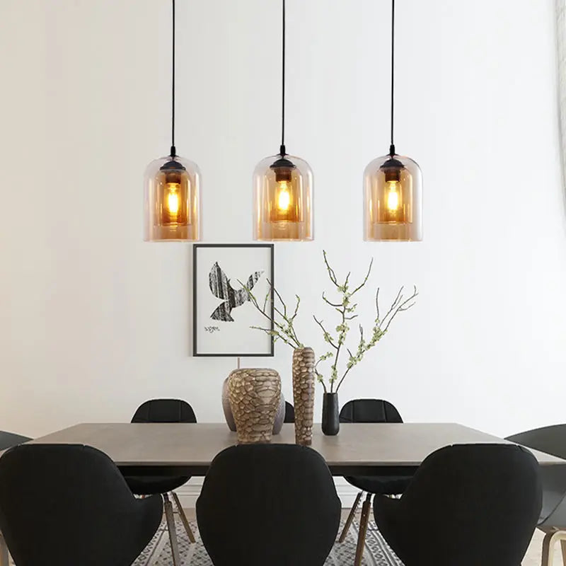 Afralia™ Smoke Grey Glass Chandelier for Living room Bedroom Kitchen Coffee Shop Light