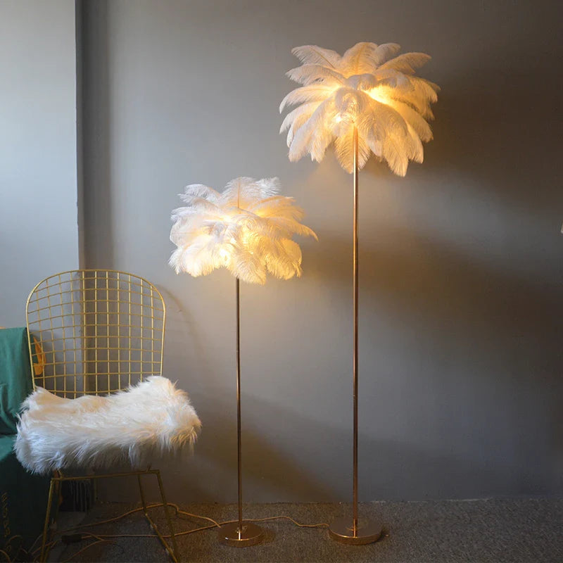 Afralia™ Ostrich Feather Floor Lamp: Nordic LED Lighting for Elegant Living Room and Bedroom Decor