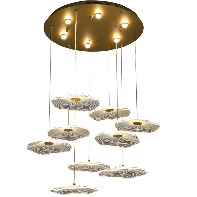 Afralia™ Lotus Leaf Acrylic Nordic LED Chandelier for Restaurant Living Room Hotel Villa
