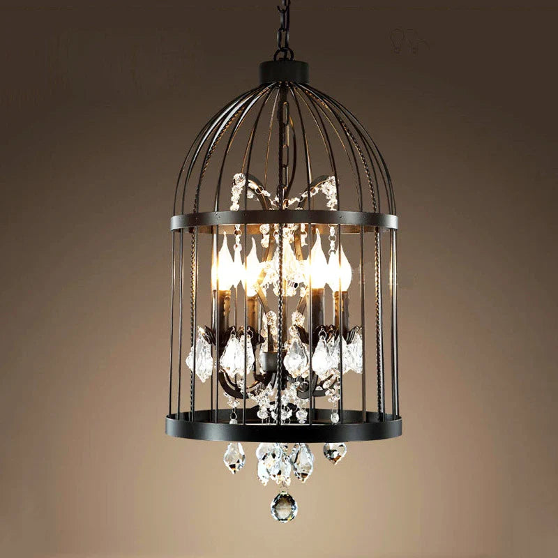 Afralia™ Crystal Bird Cage Chandelier: Elegant Ceiling Light for Home, Restaurant, and Bar