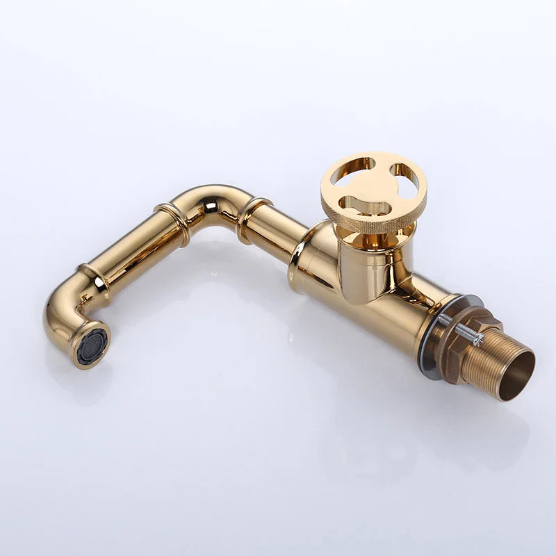 Afralia™ Gold Brass Basin Faucet: Hot & Cold Water Mixer Tap for Modern Bathrooms