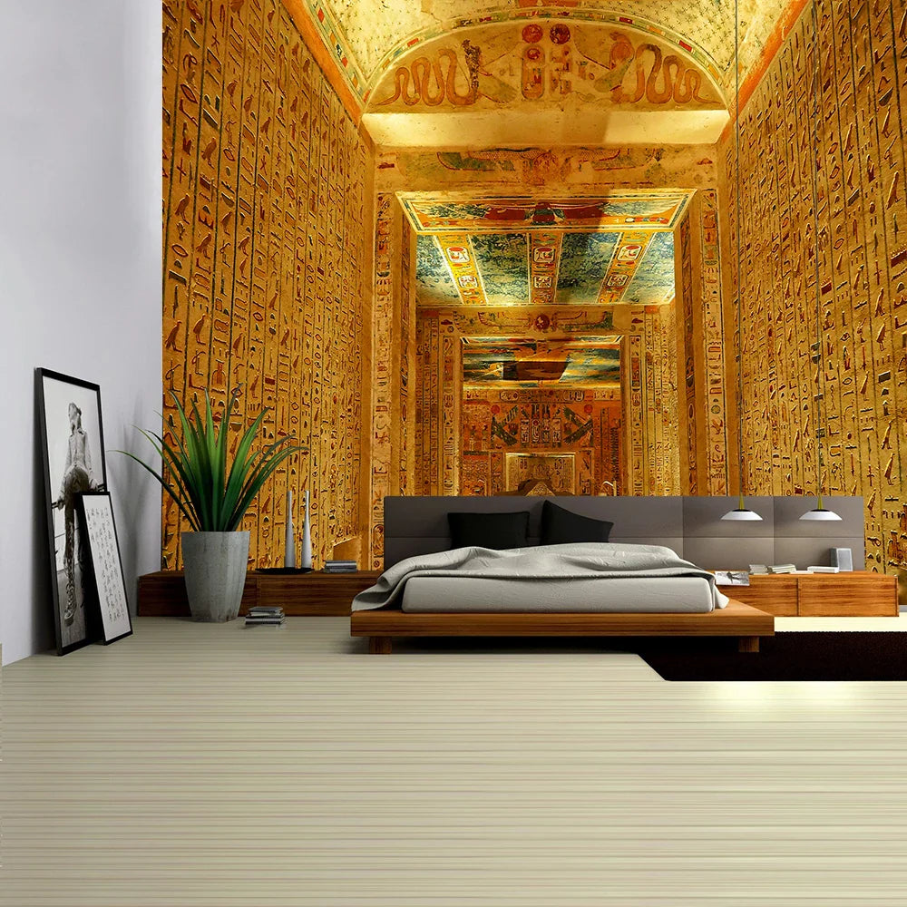 Afralia™ Egyptian Pharaoh Mural Tapestry: Hippie Style Wall Hanging Home Decor
