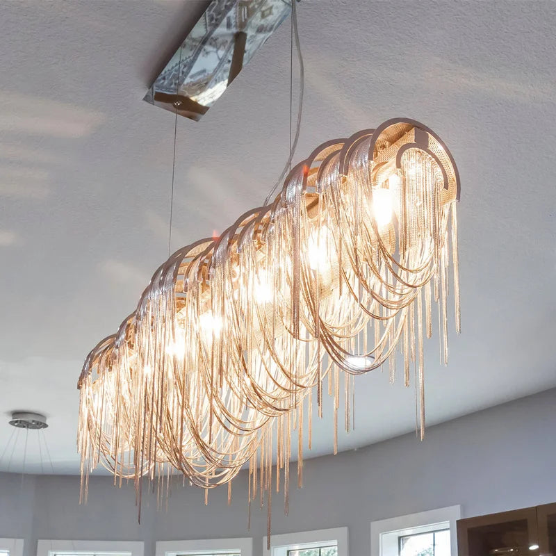 Afralia™ Tassel LED Chain Chandelier for Modern Living Room and Hotel Hanglamp Fixtures