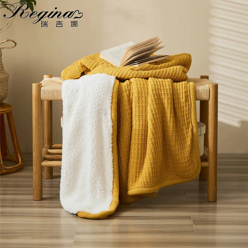 Afralia™ Classic Walf Checks Plaid Throw - Soft Cotton Knitted Blanket for Sofa and Bedroom