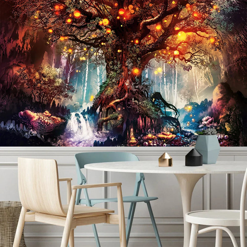 Afralia™ Ancient Trees Tapestry: Psychedelic 3D Print Wall Hanging for Boho Decor