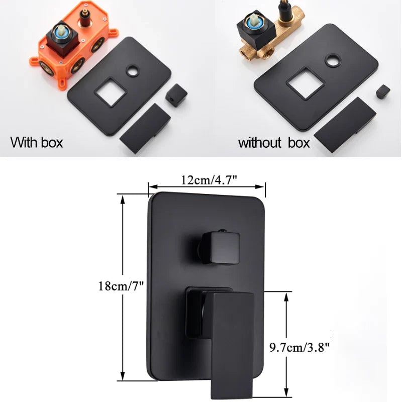 Afralia™ Matte Black Shower Mixer Faucet Set with Rainfall Waterfall Shower Head