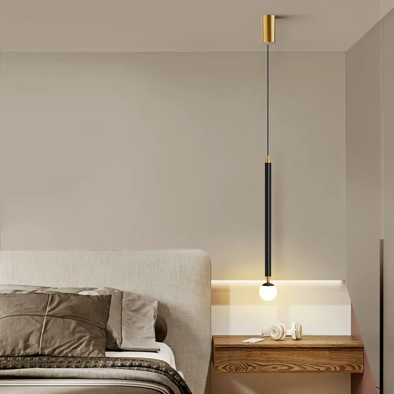 Afralia™ Black Gold Hanging Nordic Lamp with Long Cable for Bedroom Sconces