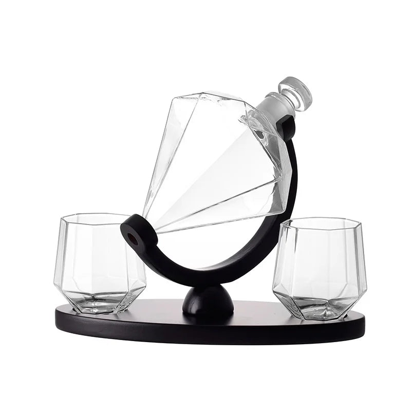 Afralia™ Globe Whiskey Decanter Set with Crystal Glasses - Lead-Free Hand-Blown Whisky Carafe