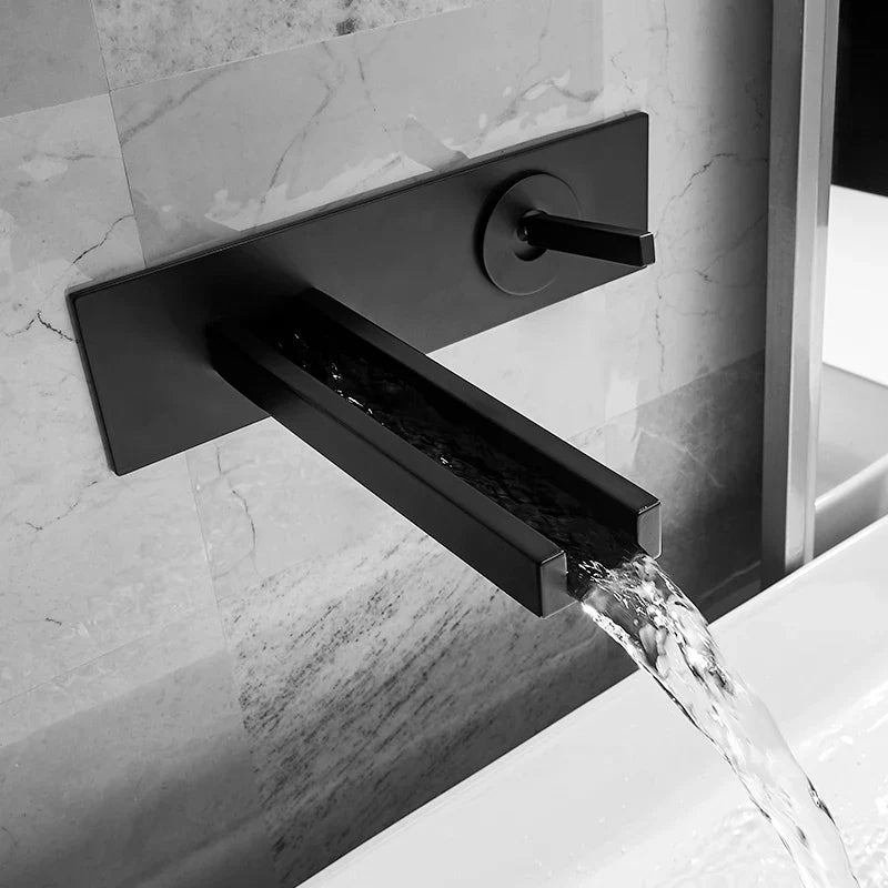 Afralia™ Dual Handle Wall Mounted Brass Basin Faucet Silver Mixer Tap