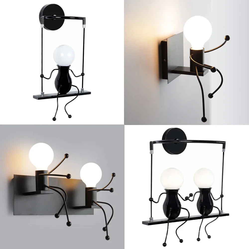 Afralia™ Creative LED Wall Light Indoor Wall Sconce Modern Art Decor Iron E27