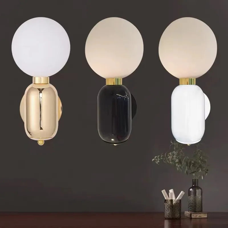 Afralia™ Gold Mirror Ball Wall Lamp - Modern Minimalist LED Sconce