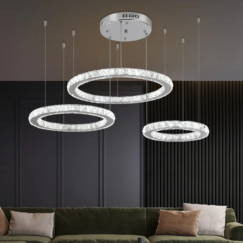 Afralia™ Crystal LED Chandeliers: Modern Pendant Light for Living Room.