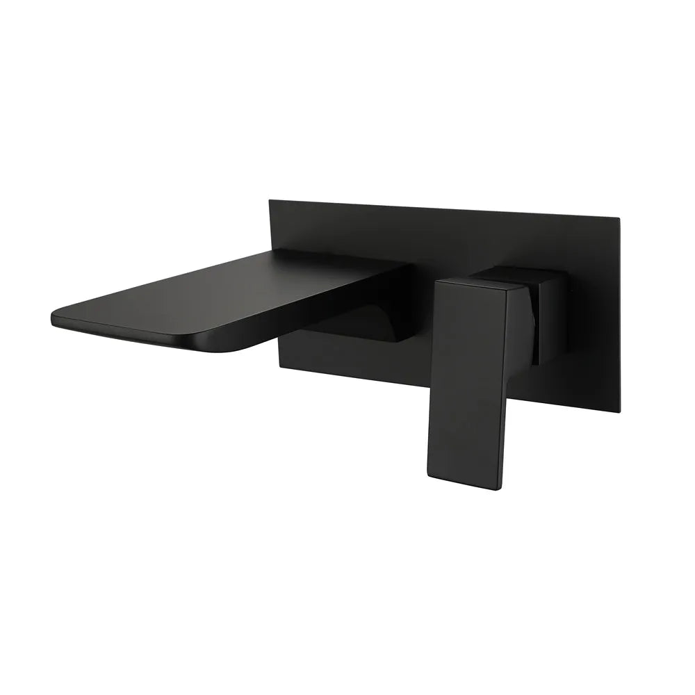 Afralia™ Blanoir Solid Brass In-Wall Black and Brushed Gold Basin Faucet Mixer Tap